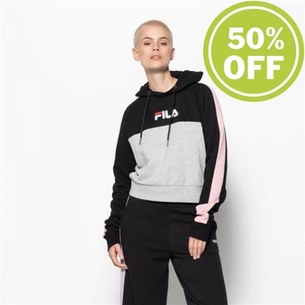 Moletons Fila Mulher Pretas/Luz Cinzentas - Fila Wenda Hoodie With Crew Neck Loja Online Portugal,HV